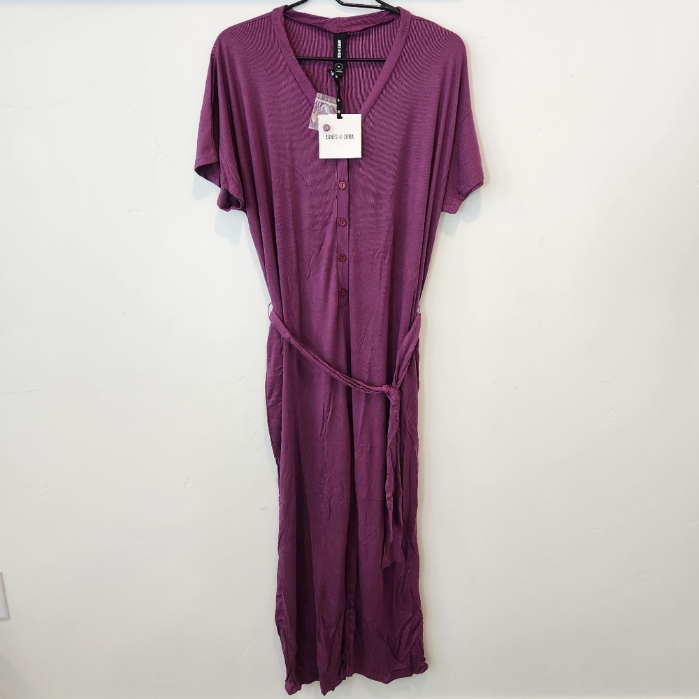 Plum Belted Jumpsuit